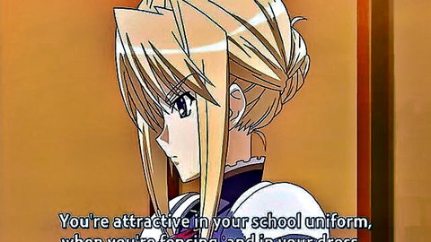 Blonde anime schoolgirl in sexy uniform from Princess Lover hentai