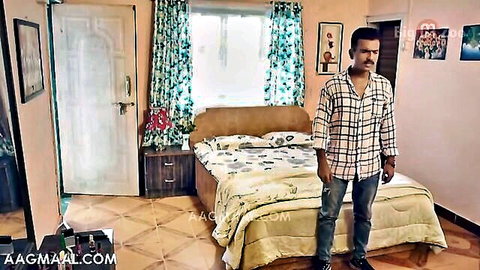 Indian man in checkered shirt standing in bedroom, Mistake Season 01 Ep 02