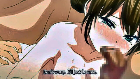 Hentai girl with brown bun hair and green eyes nude, getting breasts groped intimately