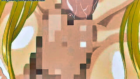 Blonde hentai babe in stockings gives intense blowjob to her man