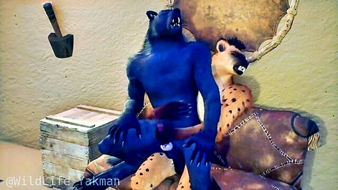 Scrof blue furry wolf mounting Rawn cheetah in explicit hentai penetration