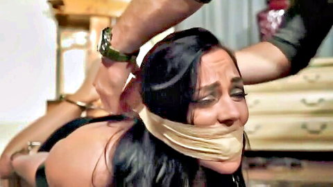 Anna Bounty bound and gagged in intense BDSM scene