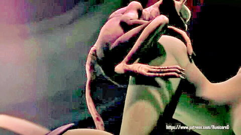 Hentai Leia with alien creature in Jabba's Palace embrace