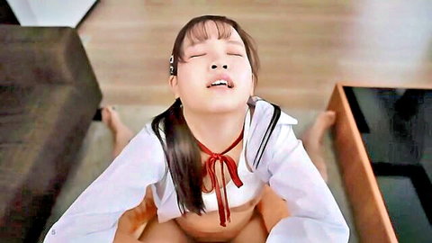 Rara Kudo in ecstasy as stepsister in JAV, schoolgirl uniform, legs spread wide