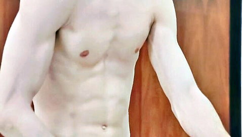 Young muscular intern shirtless teasing in seduction scene