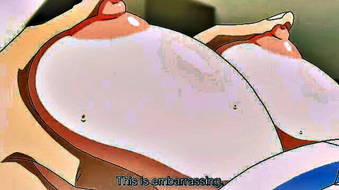 Huge hentai tits with pink nipples squeezed together embarrassingly