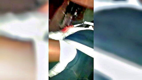 Blurry close-up of hairy pussy leaking thick creampie cum from amateur fuck