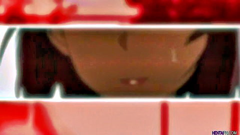 Close-up POV of submissive redhead hentai girl's aroused face with open mouth and tongue