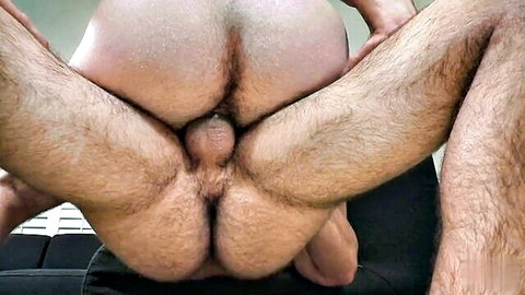 Stu and Spencer gay bareback bottom spreading ass for anal