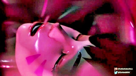 Seductive 3D CGI purple monster girl with glossy pink lips and cheek stripes teasing closeup