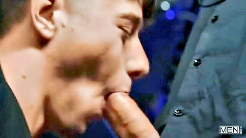 Joey Mills eagerly sucks Malik Delgaty's thick cock in intense gay oral scene