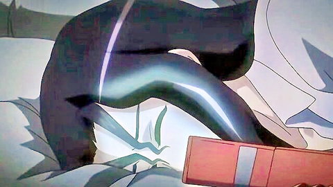 Sayuri bent over in shiny black bodysuit hentai scene