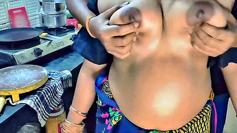 Pregnant Indian aunty's large breasts groped by neighbor in steamy affair