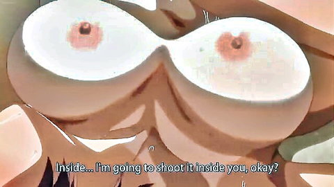 Hentai babe with huge breasts and erect nipples teasing creampie