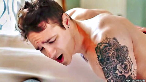 Jayden Marcos bent over in raw doggy gay sex with Derek Kage