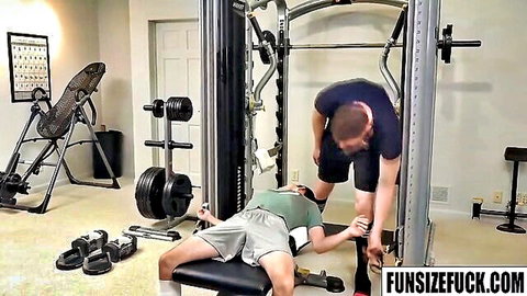 Marcus Rivers petite twink teased by huge cock in gym