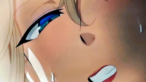 Blonde hentai girl with blue eyes, flushed aroused face in Saimin Seishidou Ep 5