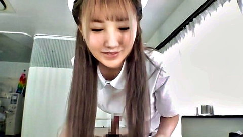 Tsubasa Amami in sexy nurse uniform, leaning forward smiling in JAV thumbnail