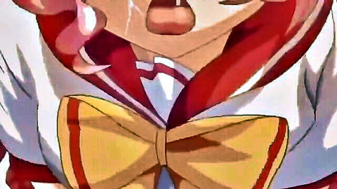 Hentai redhead schoolgirl ahegao face with tongue out drooling in sailor uniform