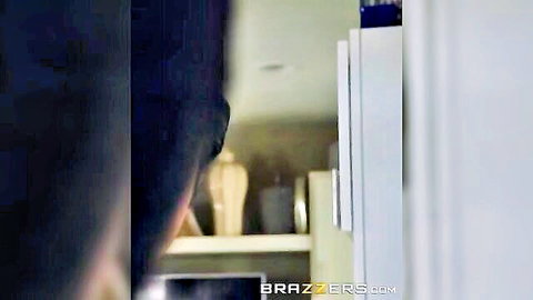 Slutty blonde wife poses with tight fit ass in mirror