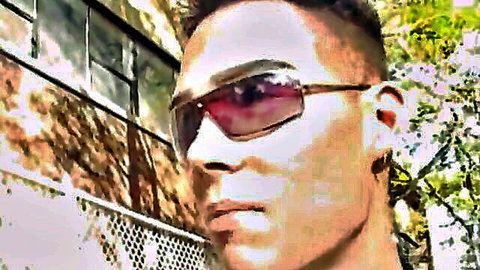 Luka Magnotta hot Latino guy in purple sunglasses outdoor selfie