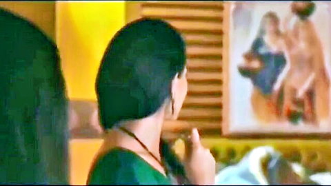 Indian bhabhi in green saree, hot scene with two women and boy
