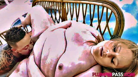 White BBW mature with big belly enjoys interracial BBC action