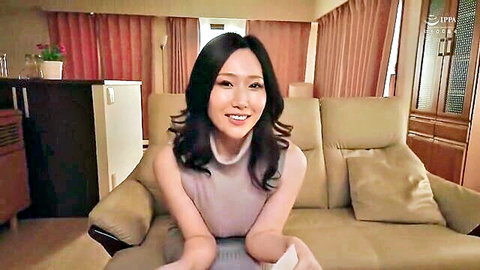 Ai Sayama smiling seductively in casual top, JAV solo thumbnail