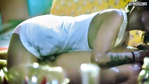 Sudipa oiled up in white tank top and pink panties during steamy massage