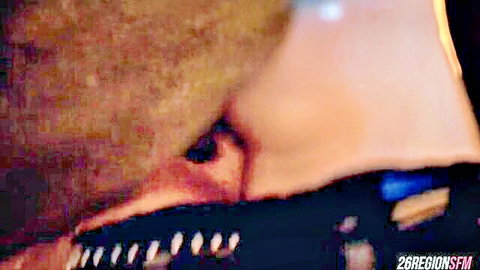 Helena in spiked black collar vs werewolf hentai fight scene