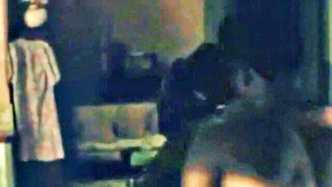 Peruvian Latina in floral dress with man in dim room anal tease