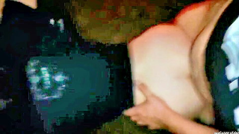 Close-up of intense anal penetration on pale big ass, hands gripping firmly