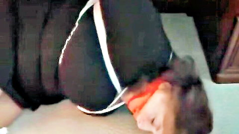 Elane Hershey bound in chubby BDSM scene, upside-down restraint