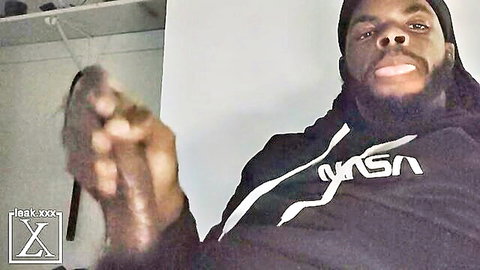 Ebony man in hoodie strokes his thick BBC solo