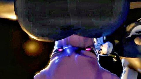 Purple alien hentai orgy in nightclub toilet with glowing red eyes and curvy figures
