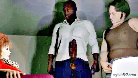 Redhead hentai woman in cuckold interracial scene with BBC