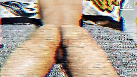 Lillithyc close-up crotch spread, artistic glitch style nude view
