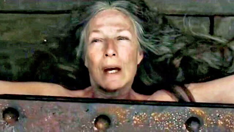 Mature woman restrained in wooden stocks BDSM execution scene