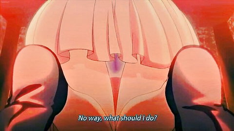 Hentai anime girl in pink frilly dress, upskirt view from below showing legs and crotch