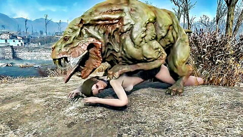 Hentai: Nude Asian woman dominated by green monstrous creature
