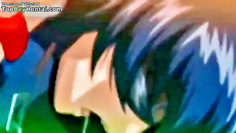 Hentai anime girl in rough fantasy sex scene, beautiful black-haired beauty