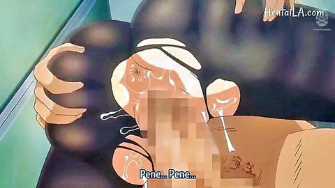 Hentai animation: busty Asian girl with bukkake facial cumshot, Toshoshitsu No Kanojo ep 3