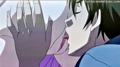 Hentai anime close-up of passionate oral sex with tongue and hand guiding