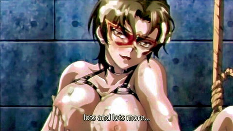 Hentai babe in bondage harness with massive exposed tits smirking seductively