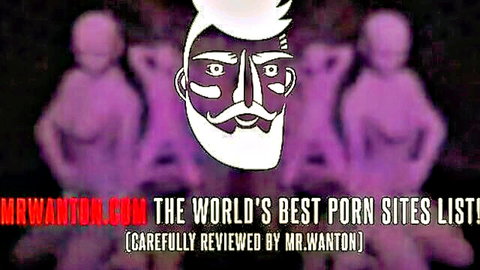 Mr Wanton bearded reviewer with purple female silhouettes in porn sites promo banner