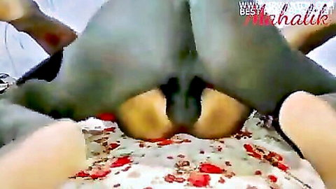 Indian bhabi anal sex in doggy style, close-up buttocks penetration