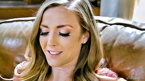 Emma Hix blonde model smiling seductively in choker necklace