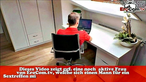 Man hires thin blonde German MILF as secretary with benefits in office