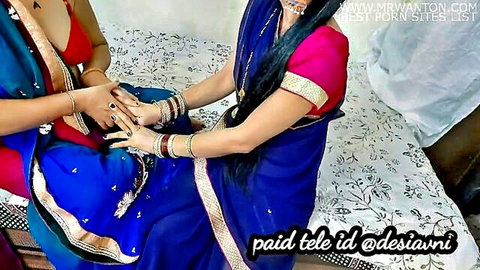 Desi Poonam and friend Suhagraat in intimate saree hand touch