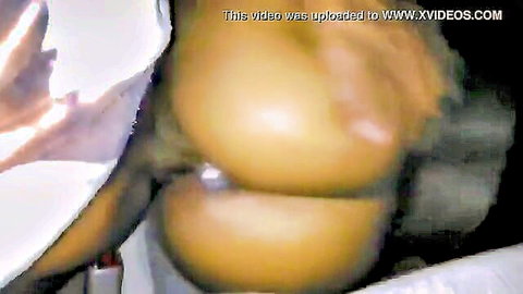 Ebony woman with massive tits exposed in car oral action